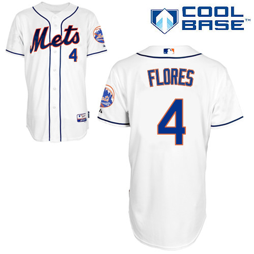 Wilmer Flores #4 MLB Jersey-New York Mets Men's Authentic Alternate 2 White Cool Base Baseball Jersey